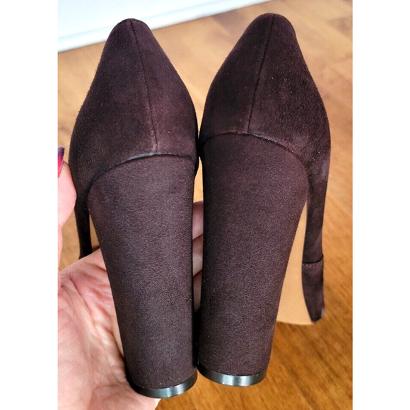 Isola Women’s Size 10 M Chunky Block High Heel Brown Suede Leather Sparkle Pumps - Picture 4 of 10